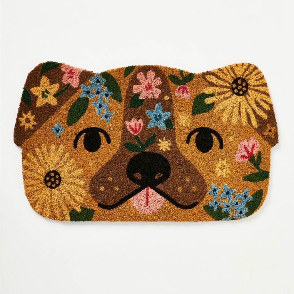 Summer Dog Doormat by Anthropologie / Floral Dog Face Doormat